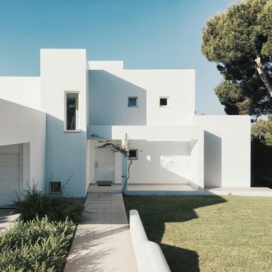 Minimalist white villa